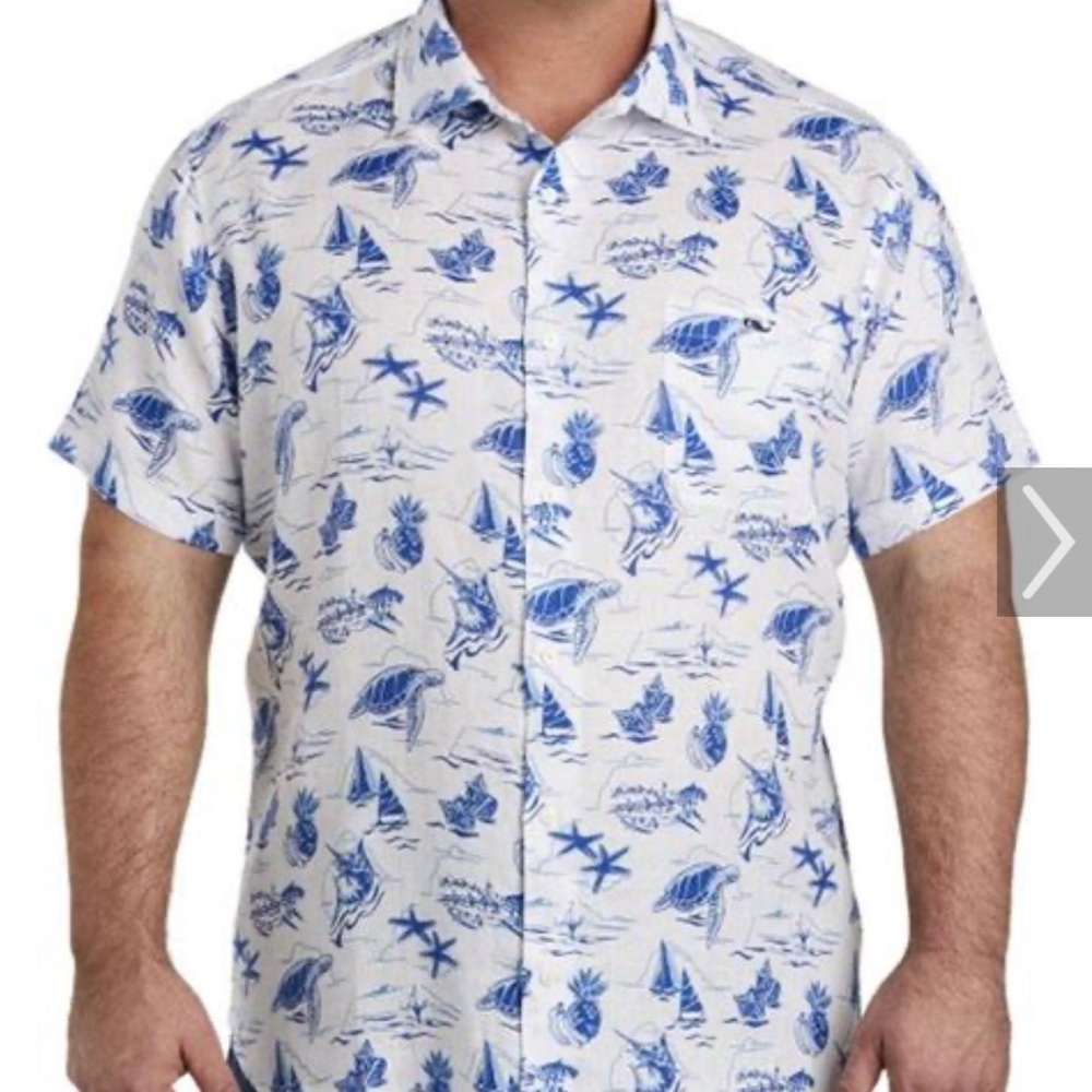 Vineyard Vines NWT blue and white Harbour Icons scenic button down shirt